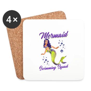 Meerjungfrauen Schwimmen Spruch Mermaid Swimming - Untersetzer (4er-Set) - Weiß - Vorne