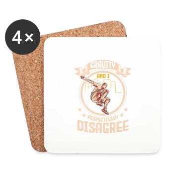 Gravity et moi respectueusement en désaccord parkour trace - Dessous de verre (lot de 4) - blanc - Devant