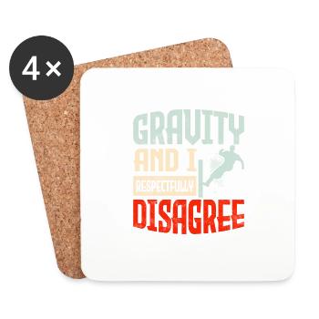 Gravity et moi sommes respectueusement en désaccord avec Traceur Parko - Dessous de verre (lot de 4) - blanc - Devant