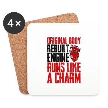 Original Body, Rebuilt Engine, Runs Like A Charm 3 - Coasters (set of 4) - white - Front