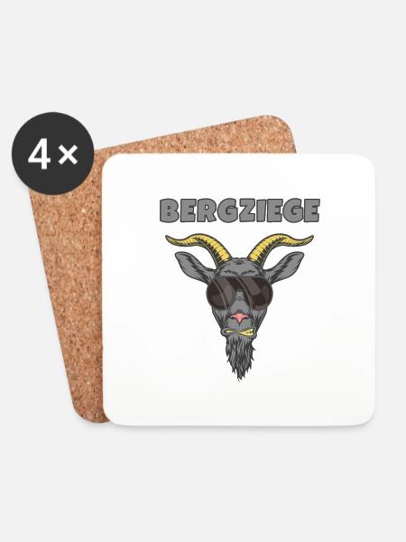 Bergziege Cool - Untersetzer (4er-Set) - Weiß