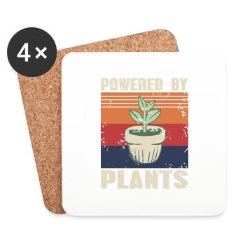Rétro Vintage Propulsé par des plantes Thé de jardinage - Dessous de verre (lot de 4) - blanc - Devant