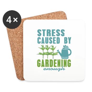 Le stress est causé par le jardinage assez drôle présent - Dessous de verre (lot de 4) - blanc - Devant
