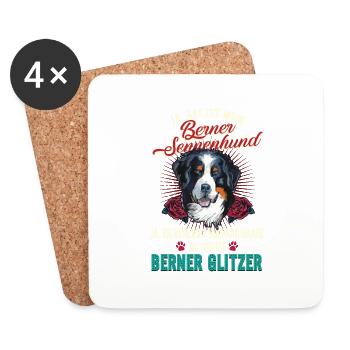 Berner Sennenhund Glitzer Haare - Untersetzer (4er-Set) - Weiß - Vorne