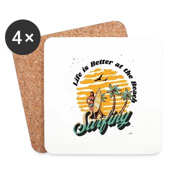 Summer Sun Holiday Beach Summer Beach Holidays - Coasters (set of 4) - white - Front