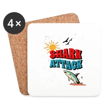 Été Soleil Vacances Plage Plage d’été Requin - Dessous de verre (lot de 4) - blanc - Devant