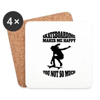 Skateboard Longboard Skateboarding Skater Sakten - Untersetzer (4er-Set) - Weiß - Vorne