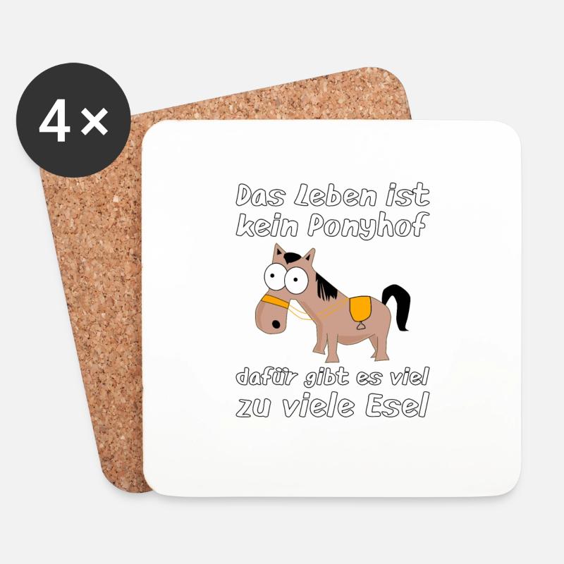 Witziger Spruch Das Leben ist kein Ponyhof Esel - Untersetzer (4er-Set) - Weiß