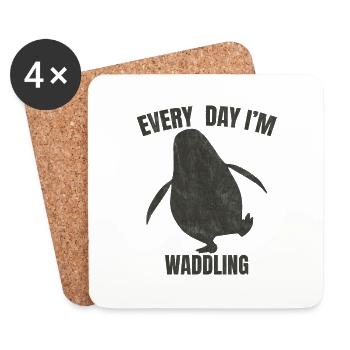 Pinguin Waddling - Untersetzer (4er-Set) - Weiß - Vorne