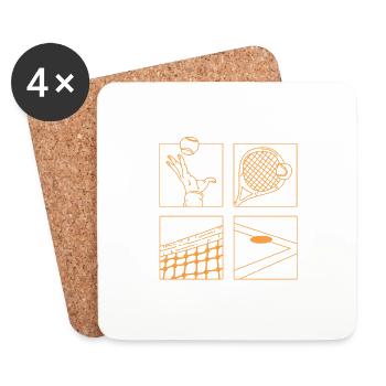 Jeu de tennis Cartoon Minimalist Drawing Trainer - Dessous de verre (lot de 4) - blanc - Devant