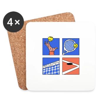 Cool Tennis Designs Tennis Game Cartoon Tournament - Coasters (set of 4) - white - Front