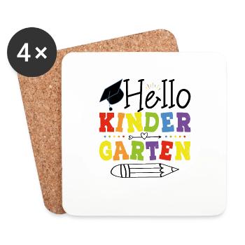 Hello Kindergarten - Coasters (set of 4) - white - Front