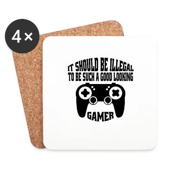 Gamer lustige Zocker Geschenk Spruch Gaming Zocken - Untersetzer (4er-Set) - Weiß - Vorne