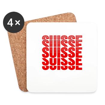 Suisse Swiss Flag Fanshirt Suisse Cadeau - Dessous de verre (lot de 4) - blanc - Devant