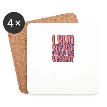 I run I like dessert Sweet lovers - Coasters (set of 4) - white - Front