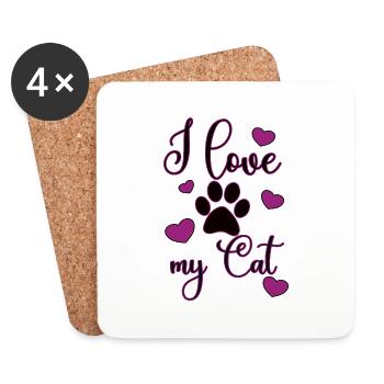 I love my Cat - Coasters (set of 4) - white - Front