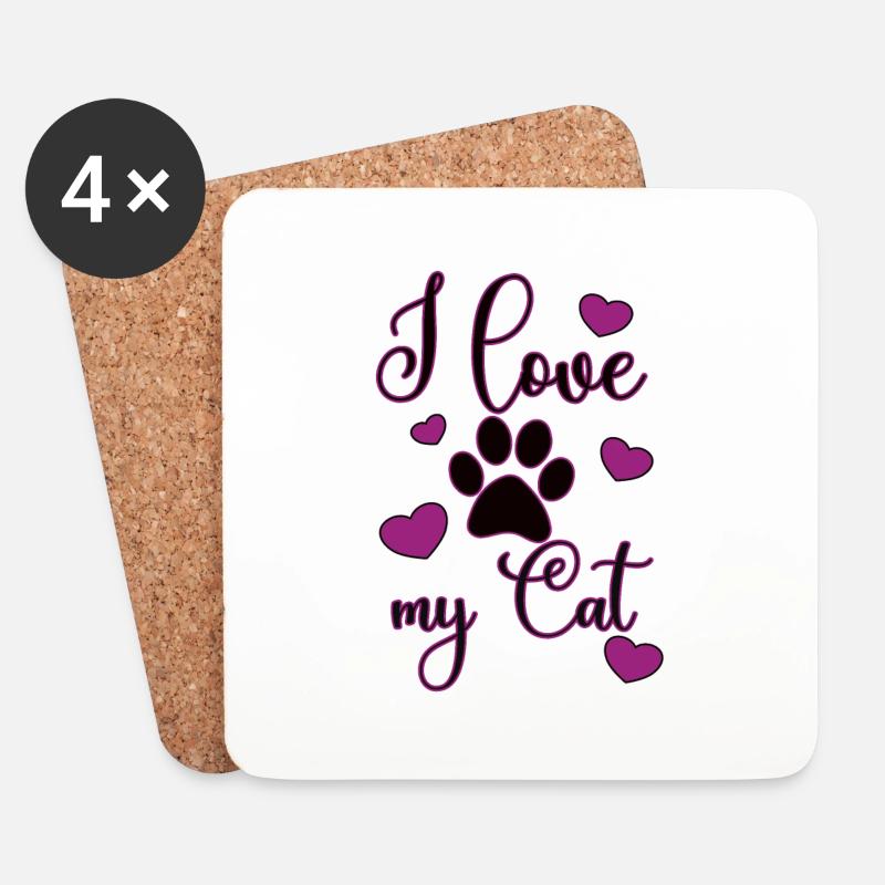 I love my Cat - Untersetzer (4er-Set) - Weiß