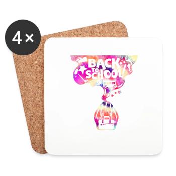 Backpack School Bus Back to School - Coasters (set of 4) - white - Front