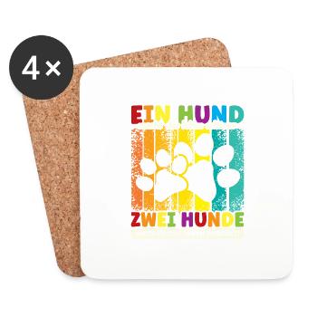 Ein Hund macht das Leben schöner Zwei Perfekt! - Untersetzer (4er-Set) - Weiß - Vorne