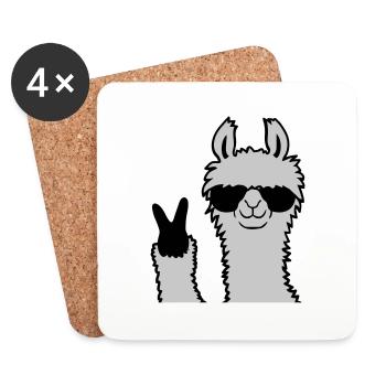 Cool Lama No Drama Llama Peace Sunglasses - Coasters (set of 4) - white - Front