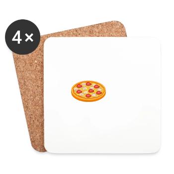 Volume Drôle De Pizza - Dessous de verre (lot de 4) - blanc - Devant