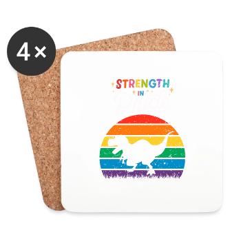 Force dans Pride Dinosaur Gay - Dessous de verre (lot de 4) - blanc - Devant