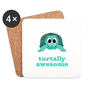 Turtally Awesome. Cute Turtle - Coasters (set of 4) - white - Front