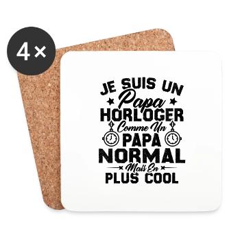 Je Suis Un Papa Horloger Comme Un Papa Normal - Dessous de verre (lot de 4) - blanc - Devant