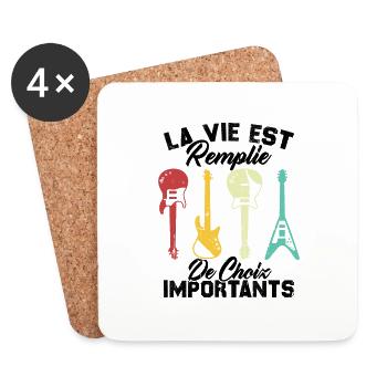 La vie est remplie de choix importants - Guitare - Dessous de verre (lot de 4) - blanc - Devant