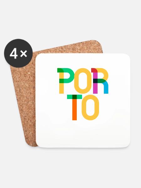 Porto Portugal CMYK Pop Art Stil - Untersetzer (4er-Set) - Weiß