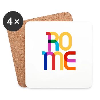 Rome Italy CMYK Pop Art Style - Coasters (set of 4) - white - Front