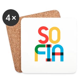 Sofia Bulgaria CMYK Pop Art Style - Coasters (set of 4) - white - Front
