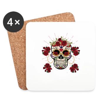 Sugar Skull La Jefa Dia De Los Muertos - Dessous de verre (lot de 4) - blanc - Devant