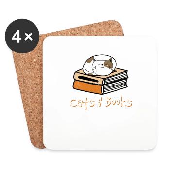 Chats & Livres Cat Lover Bookworm Cat Mom Book Reade - Dessous de verre (lot de 4) - blanc - Devant