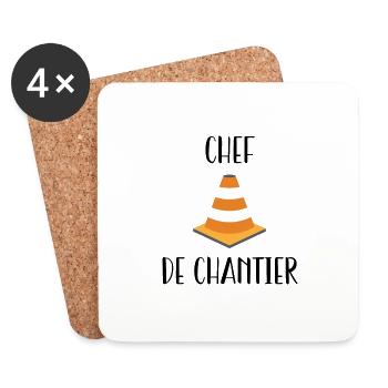 Chef de chantier - Dessous de verre (lot de 4) - blanc - Devant