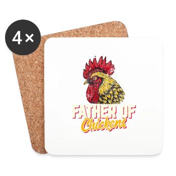 Father Of Chickens Chicken Dad Funny Chicken Farme - Untersetzer (4er-Set) - Weiß - Vorne