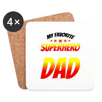 Mon super-héros préféré est mon père 8 - Dessous de verre (lot de 4) - blanc - Devant