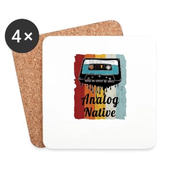 Motif de cassette rétro Ventilateur - Dessous de verre (lot de 4) - blanc - Devant