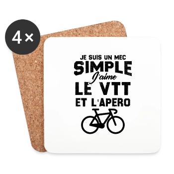 Je suis un mec simple j'aime le VTT et l'apéro - Dessous de verre (lot de 4) - blanc - Devant