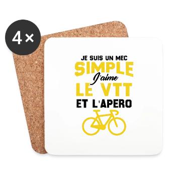 Je suis un mec simple j'aime le VTT et l'apéro - Dessous de verre (lot de 4) - blanc - Devant