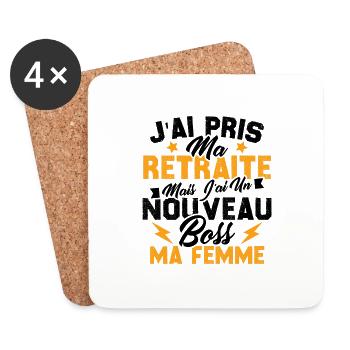 Cadeau Retraite Nouveau Boss Ma Femme - Dessous de verre (lot de 4) - blanc - Devant