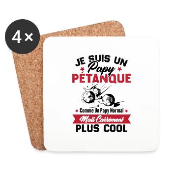 Un Papy Pétanque Comme Un Papy Normal - Dessous de verre (lot de 4) - blanc - Devant