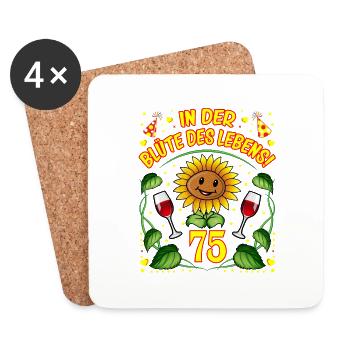 75 Geburtstag Geschenk lustig 75. Jubiläum Blumen - Untersetzer (4er-Set) - Weiß - Vorne