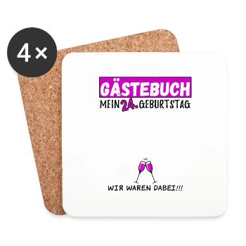 24. Geburtstag Gästebuch 24 Jahre - Untersetzer (4er-Set) - Weiß - Vorne
