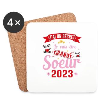 Je Vais Être Grande Sœur 2023 - Dessous de verre (lot de 4) - blanc - Devant