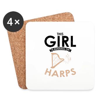 Conception de harpe pour harpiste et joueur de harpe - Dessous de verre (lot de 4) - blanc - Devant