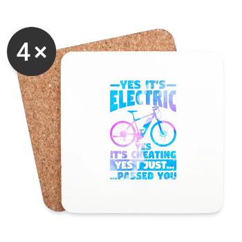 Ja, es ist elektrisch Ja, es ist Betrug E-Bike - Untersetzer (4er-Set) - Weiß - Vorne