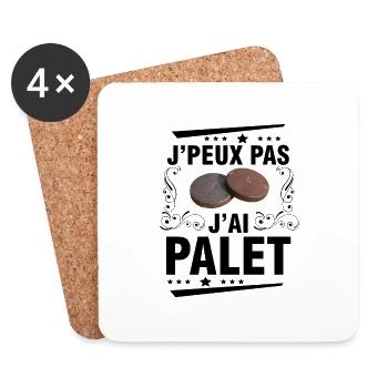 je peux pas j'ai palet idée cadeau palet breton - Dessous de verre (lot de 4) - blanc - Devant