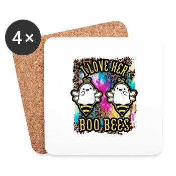 Halloween I love her Boo Bees Tie Dye - Coasters (set of 4) - white - Front