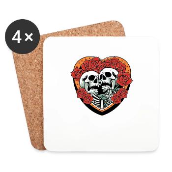 True Love Last Gothic Bones Squelette Roses Mort - Dessous de verre (lot de 4) - blanc - Devant
